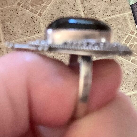 𝅺STERLING SILVER 925 BLACK ONYX WOMAN RING SIZE US 8​​ - Picture 3 of 9